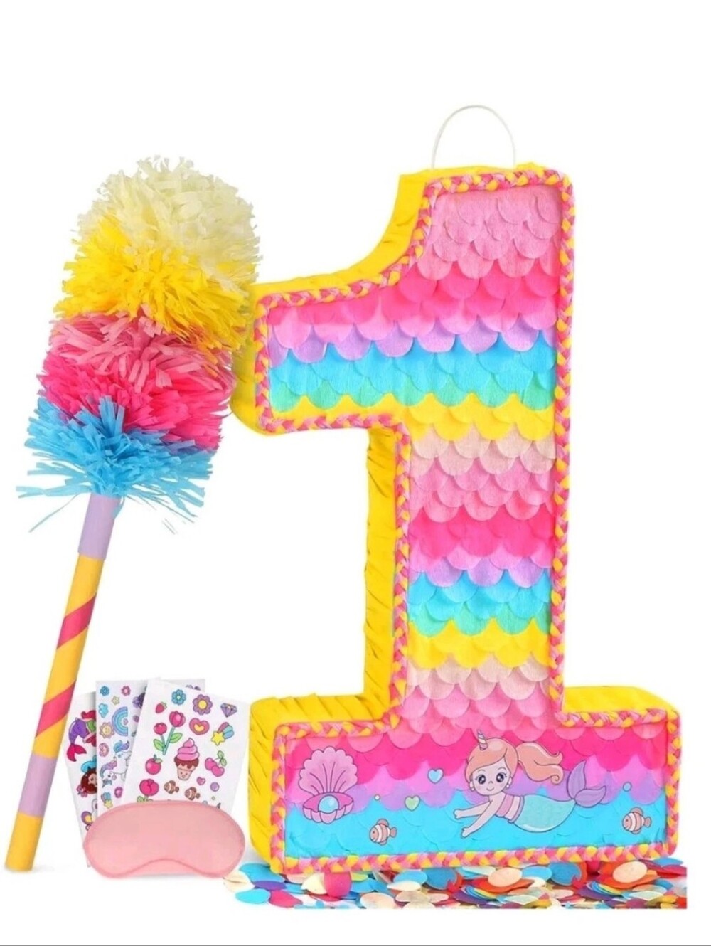 Pink Mermaid Number 1 Piñata Party Kit